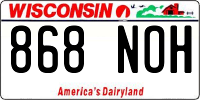 WI license plate 868NOH