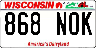 WI license plate 868NOK