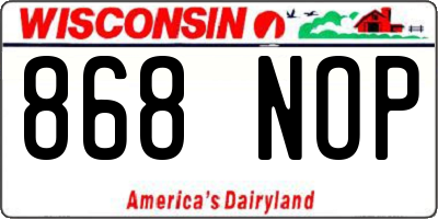 WI license plate 868NOP