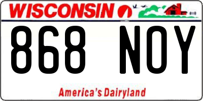 WI license plate 868NOY