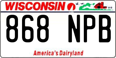 WI license plate 868NPB
