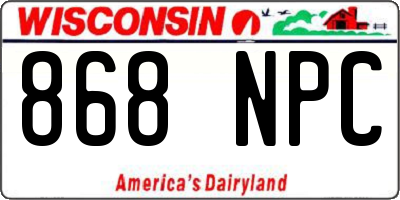 WI license plate 868NPC