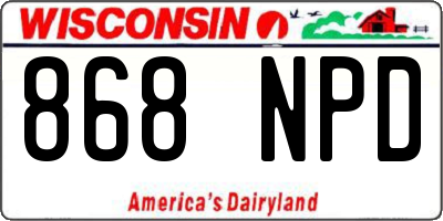 WI license plate 868NPD