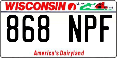 WI license plate 868NPF