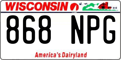 WI license plate 868NPG