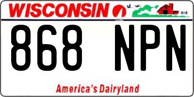 WI license plate 868NPN