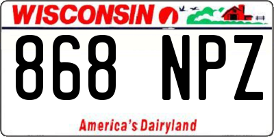 WI license plate 868NPZ