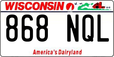 WI license plate 868NQL