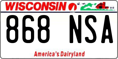 WI license plate 868NSA