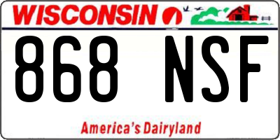 WI license plate 868NSF