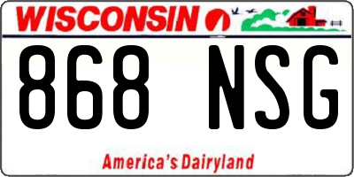 WI license plate 868NSG