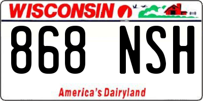 WI license plate 868NSH