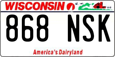 WI license plate 868NSK
