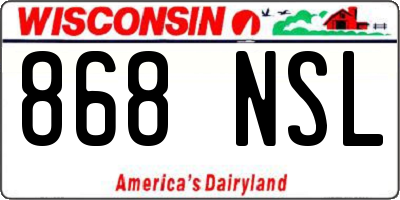 WI license plate 868NSL