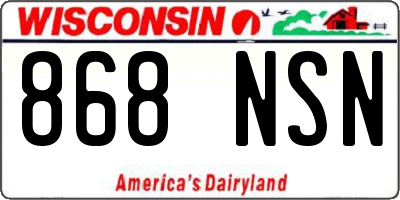 WI license plate 868NSN