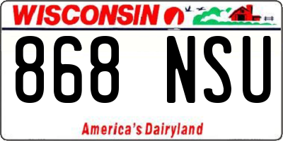 WI license plate 868NSU