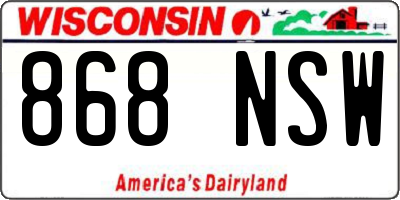 WI license plate 868NSW