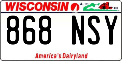WI license plate 868NSY