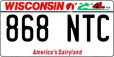 WI license plate 868NTC