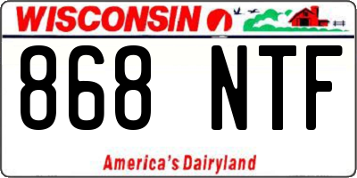 WI license plate 868NTF