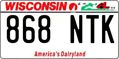 WI license plate 868NTK