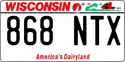 WI license plate 868NTX