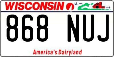 WI license plate 868NUJ