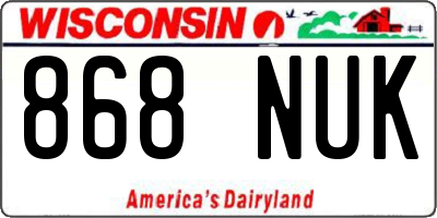 WI license plate 868NUK