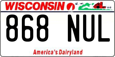 WI license plate 868NUL