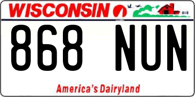 WI license plate 868NUN