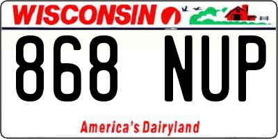 WI license plate 868NUP