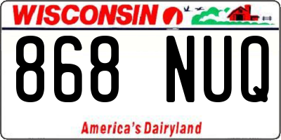 WI license plate 868NUQ