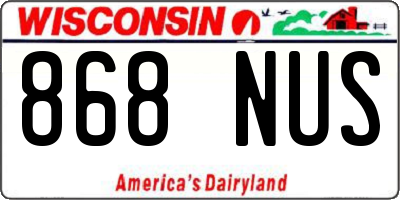 WI license plate 868NUS