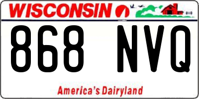 WI license plate 868NVQ