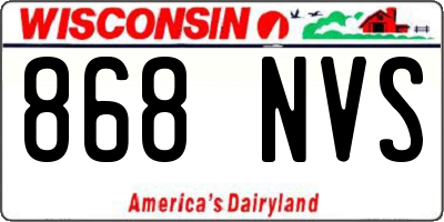 WI license plate 868NVS