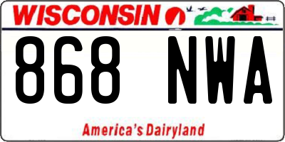 WI license plate 868NWA