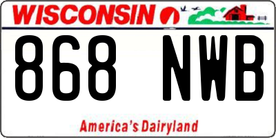 WI license plate 868NWB