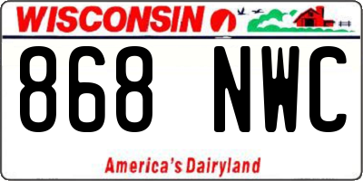 WI license plate 868NWC