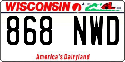 WI license plate 868NWD