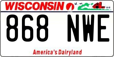 WI license plate 868NWE