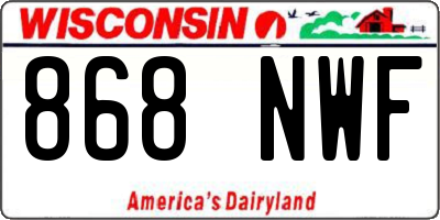 WI license plate 868NWF