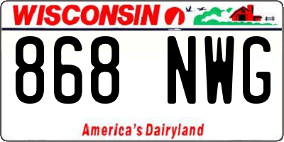 WI license plate 868NWG