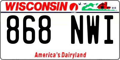 WI license plate 868NWI