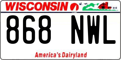WI license plate 868NWL