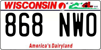 WI license plate 868NWO