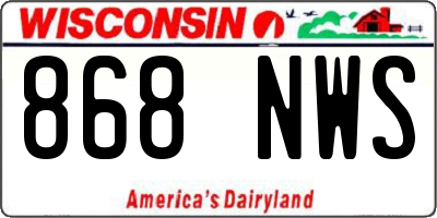 WI license plate 868NWS