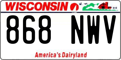 WI license plate 868NWV