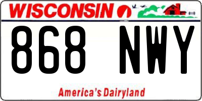 WI license plate 868NWY