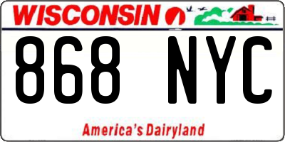 WI license plate 868NYC