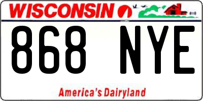 WI license plate 868NYE